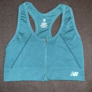 New Balance racer-back zip-front sports bra